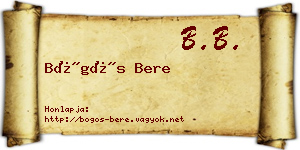 Bögös Bere névjegykártya